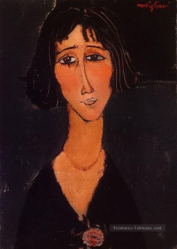jeune fille portant une rose 1916 Amedeo Modigliani Peinture à l'huile